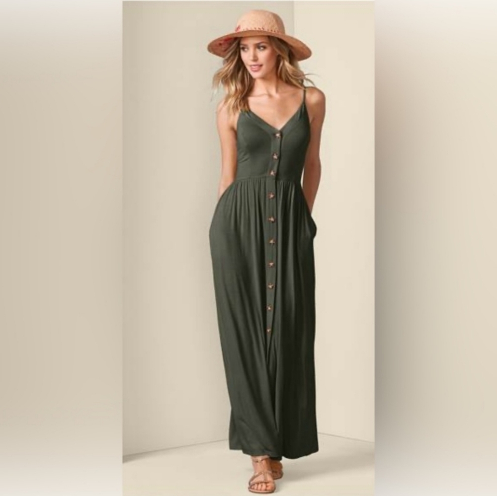 ❌️SOLD❌️NEW Venus Olive Green Maxi Dress